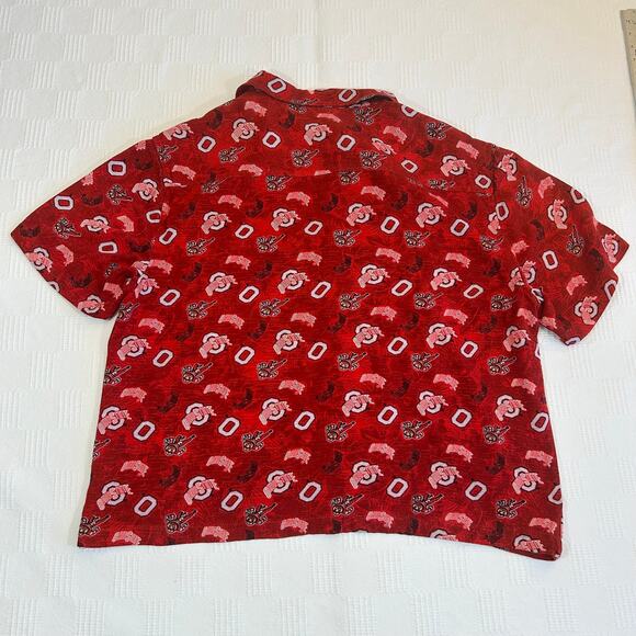 The Ohio State Buckeyes Mens L Hawaiian Shirt P2 by Pro Player VTG 100% Rayon - Picture 3 of 9